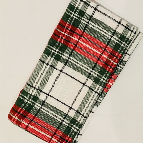 Cloth Dinner Napkins Cotton Holiday Christmas Plaid Set of 4 - Picture 2 of 5